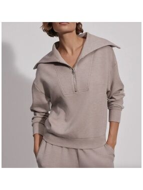 Varley Yates Half-Zip Sweatshirt Doublesoft Taupe Marl Women’s Size Large NWOT